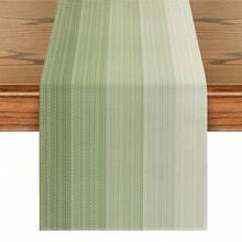 1pc Linen-Like Material Table Runner, Modern Living Room & Dining Table Mat, Washable, Suitable For Kitchen, Dining Table, Party, Wedding Decoration, Entryway, Family Gathering, Coffee Table, Living Room - Light Green - View 10