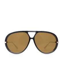 一副个性化时尚大框蟾蜍眼镜，全框多功能复古款，适合旅行、街头摄影、海滩配饰 - 茶色 - 查看 3