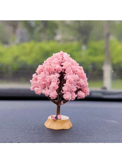 1 件人造花树汽车内饰装饰，迷你树创意汽车装饰，中控台装饰，微型汽车植物装饰，绿色植物装饰，逼真的花卉汽车内饰微景观