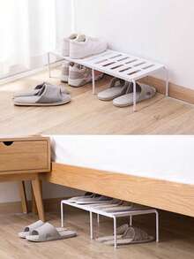 1 buah Rak Organizer Sepatu yang Dapat Diatur & Dilipat, Rak Sepatu Multifungsi yang Dapat Dilepas & Diperpanjang untuk Rumah, Ruang Tamu, Kamar Tidur, Asrama, Tempat Penyimpanan Sepatu Hemat Ruang - Putih - View 5