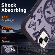 Magnetic For IPhone 15 Case [Compatible With MagSafe] Cute Cool Butterfly Print Pattern Design, Slim Bumper Transluct Matte Protective Case Cover For Wom Girls, Dark Purple2025.1apple006 - Black Butterfly - View 11