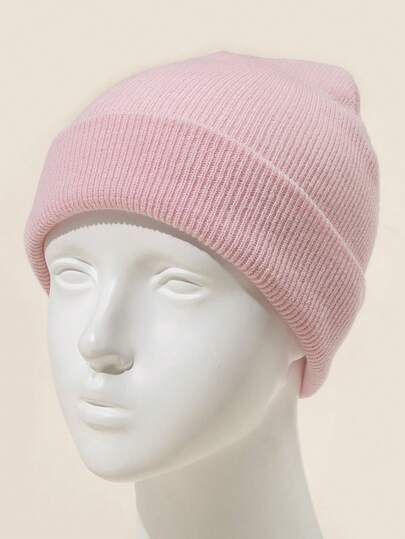 1 件女士纯色针织帽，时尚百搭，适合秋冬休闲、通勤、购物
