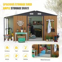10x12 Ft Outdoor Storage Shed, Extra Large Metal Shed With Lockable Doors, Windows, Outside Steel Tiny House Ideal For Garden, Backyard, Patio Utility, Tool Storage, Chicken Coops - Default - View 2