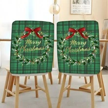 2/4/6 piezas Juego, Decoración del hogar, Funda de silla con estampado de cuadros escoceses para corona de Navidad, Adecuado como regalo de Navidad, Decoración navideña, Decoración para ambiente navideño, Para decoración diaria del hogar, Sala de estar, Comedor o jardín, Hotel, Restaurante, Fiesta festiva, Material de poliéster lavable, Funda para cojín de asiento de silla