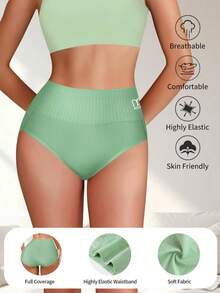 10 Pcs Women's Stripes Breathable & Comfortable Fit Women's High Waisted Panties Elastic Soft Hip Wrapping High Waisted Thigh Panties Student Back To School Panties & Women's High Waisted Fashion Panties - Multicolor - View 2