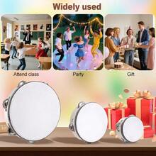 3 Pack Tambourine For Adults Hand Held Wood Single Row Tambourine Metal Jingles Musical Educational Instrument Rhythm Percussion For KTV, Party, Church (4 Inch+6 Inch+8 Inch) - 4 Inch+6 Inch+8 Inch - View 6