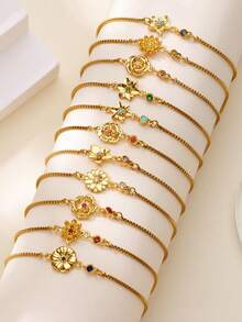 Pulsera y tobillera delicada de acero inoxidable con gradiente de color de ágata artificial, chapada en oro de 18K, impermeable, joyas doradas para fiestas, vacaciones en la playa, regalos para la mejor amiga/hija