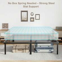 Strong Steel Bed Frame,Heavy Duty Metal Bed Frame With Storage Space, Noise-Free Platform Base,King & Queen Size – 14in 16in 18in Platform Cama With Silent Slats,Room Decor,Furniture,Christmas,Furniture Living Room,Living Room Decor,Room Decoration Stuff - 14英吋 - 查看 5