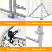 Gallinero Metálico Grande para 6-10 Gallinas, Jaula Walk-In con Cubierta, Casa Resistente para Patos y Gansos, Ideal para Patio, Jardín o Granja Exterior - Blanco - Ver 5