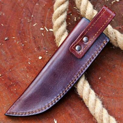 Leather Knife Sheath For Belt, Slanted Sheath, Tooled Sheath, Beautiful 8 TO 9 Inches Hunting Knife Fixed Blade Leather Cover 100% Real (TAN),24011861