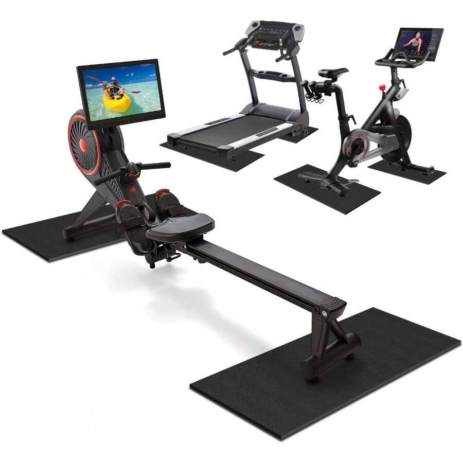 2PCS Fitness Equipment Mats And Floor Protector, Non - Slip Rowing, Rowing Bike Carpet Hardwood Floors, Exercise Bike Mats Two Pieces: 36 * 12 Inch - 36 * 12 Inch - View 1