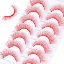 White Lashes Natural Look Eyelashes Halloween White Eyelashes Eye Lashes Band Lashes Halloween Cosplay Lash Extensions Wispy False Lashes Pairs - B-Lông mi Halloween - Xem 12