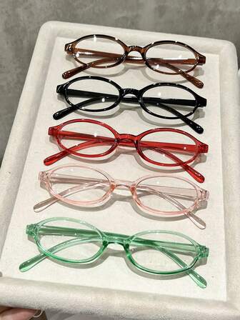 2-5pcs Women Plastic Oval Full Frame Classic New Vintage Catwalk Elegant Casual Clear Eyeglasses For Driving Camping Daily Life Back To School Street Snap Business Casual Woman Fashion Accessories Suitable For All Face Shapes