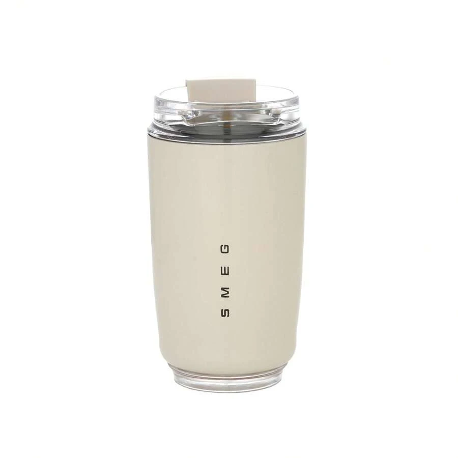 1-Piece 304 Stainless Steel Insulated Coffee Mug, Portable Elegant Thermal Mug With Leak-Proof Lid, All-Year-Round Vacuum Bottle For Hot And Cold Drinks - 乳白色 - 查看 1