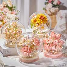 Bộ xếp hình trang trí bằng hoa nhài/hồng/tulip/dành dành/lan/anh đào/hướng dương được làm thủ công, chống bụi, chất lượng cao, thích hợp cho Ngày Valentine/Ngày của Mẹ/Giáng sinh/Sinh nhật/Lễ Tạ ơn. - Nhiều màu - Xem 4