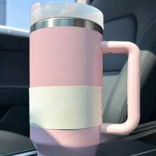 40 Oz H2.0 Tumbler With Handle, Double Walled Vacuum Insulated Stainless Steel Water Bottle Premium Summer Drinkware Portable  Travel Mug Iced Coffee Cup For Outdoor - 粉色 - 查看 5