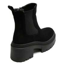 Women's Solid Color Pointed Toe Zipper Fashion Mid-Calf Boots With Buckle - Black 9682 - View 4