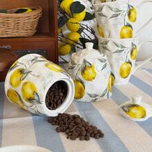 Ensemble de bocaux/bols de rangement en céramique à motif citron, convient pour le pudding, les fruits, les grains de café, les bonbons, les sachets de thé, les céréales. Décoration de cuisine. Applicable pour le thé de l'après-midi/salle à manger/cuisine/hôtel, micro-ondes - Série Citron - Voir 10