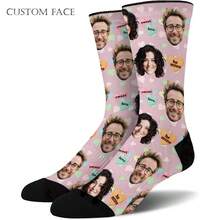 1PC •Custom Novelty Face Socks: Funny And Personalized Gifts For Men, Women, And Fans Of Dogs & Cats On Valentine's Day And Christmas - Black - View 1