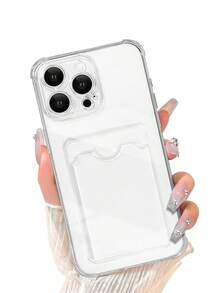 Transparent Card Slot Holder Phone Case Compatible With IPhone Galaxy Mi Redmi Honor OPPO Realme Vivo Infinix Tecnoo, Transparent Wallet Silicone Shockproof Back Cover Waterproof Anti-Fall Scratch Resistant - Estilo 1 (1 pieza) - Ver 6