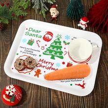 AnyDesign Dear - Plato rectangular para galletas de Pap Noel, bandeja rectangular de plstico para Navidad, para servir de vspera de Navidad, para compartir botanas, galletas y leche - inicial - Ver 2