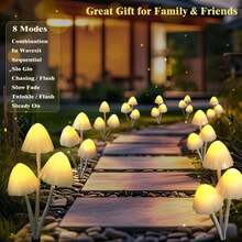 Set Of 10pcs Mushroom Solar Garden Lights,2 Modes 14.5ft Mushroom Night String Lights Waterproof For Outdoor Pathway Garden Lawn Party Christmas Decor (Multicolor) - Bộ 10 món màu trắng - Xem 3