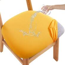 Stretch Non-Slip Soft Washable Dining Chair Covers Set Of 4, Yellow Cushion Slipcovers Kitchen And Dining Room Chairs - 10 - View 9