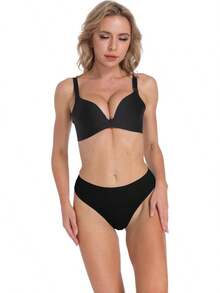 High Waisted Cotton Thongs For Women, Breathable Plus Size Multipack - 白色*3 - 查看 3