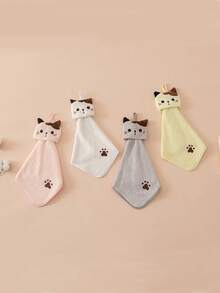 3/1pc Cute Cartoon Cat Towel - Soft Coral Fleece Pocket Towel Suitable For Bathroom And Kitchen - Highly Absorbent Dual-Use Wiping Towel, Home Bathroom Decor, Summer Wedding Girlfriend Gift, Bathroom Towel, Bathroom Shower Essential, Hair Brush Towel, Travel Holiday Essential, Pool Essential, Bathroom Accessory, Outdoor Camping Essential, Travel Essential, Bathroom Decor, Bathroom Towel - Multicolor - View 4