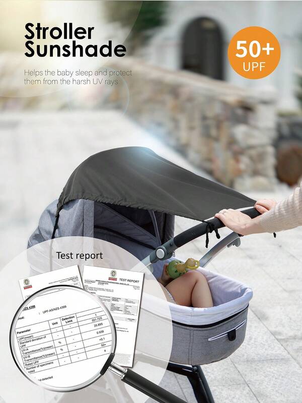 غطاء شمس واقي من الأشعة فوق البنفسجية UPF50+ للعربات الصغيرة للأطفال، غطاء شمس محمول مقاوم للماء للعربات الصغيرة الصديقة للمواليد الجدد (0-12 شهرًا)، حماية كاملة من الأشعة فوق البنفسجية تحجب 99% من أشعة الشمس