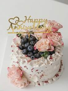 1件/3件/3件 Happy Anniversary 壓克力蛋糕裝飾插牌，週年蛋糕裝飾，情人節蛋糕裝飾，結婚週年蛋糕裝飾，居家廚房必需品，烘焙裝飾，烘焙用品，蛋糕用品 - 金色 - 查看 5