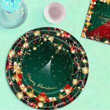 10pcs/20pcs/50pcs/Set Christmas Party Tableware Set - Serves 10 Guests, Includes 9-Inch And 7-Inch Disposable Paper Plates, Napkins, Cups - Ideal For Christmas, Birthday Parties, Baby Showers, Dining Table Decor - Multicolor - View 3