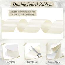 Ivory Yellow Ribbon 1-1/2 Inch 60 Yards Double Faced Cream Satin Ribbon For Flower Bouquet Making Leis Gift Wrapping Wedding Bridal  Shower Home Drations,23939280 - 杏色 - 查看 5