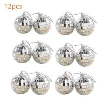 1Pc Halloween Holiday Decor Ball Disco Mirror Ball Multi-Size Cool And Fun Silver Hanging Party Disco Ball - Large Party Decoration Party Design Mirror Ball Hanging Disco Lighting Ball Suitable For DJ Clubs, Stage Bars, Parties, Weddings, Holiday Decorations Disco Ball