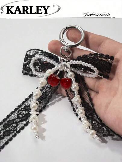1pc Cute Ballerina Bow Pendant, Y2K Style Elegant Gothic Hand-Beaded Silver CCB Bowknot, Heart Pierced By Arrow Keychain, Suitable For Girls/Women Daily Wear, Holiday Gift, Bow Can Be Adjusted
