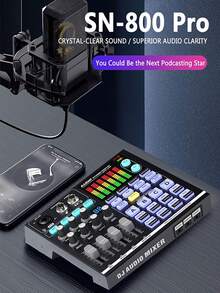 Tarjeta de sonido mezcladora profesional para transmisión en vivo SN800 Pro - Batería de litio de 4000mAh (larga duración de espera), Body de aleación resistente, interfaces XLR/USB/inalámbrico, efectos de audio de 24 bits, alimentación fantasma de 48V | Ideal para transmisión en línea, producción de podcasts, grabación en casa y actuaciones en vivo