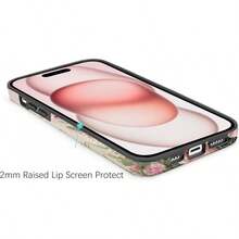 For IPhone 15/14/13 Case Cute Design Strong Magnetic Cute Slim [Compatible With MagSafe] Wireless Charging Phone Case 2 In 1 Shockproof Heavy Duty Protection Cover 6.1", Turtle Shell2025.1apple006 - 紫色花卉 - 查看 6