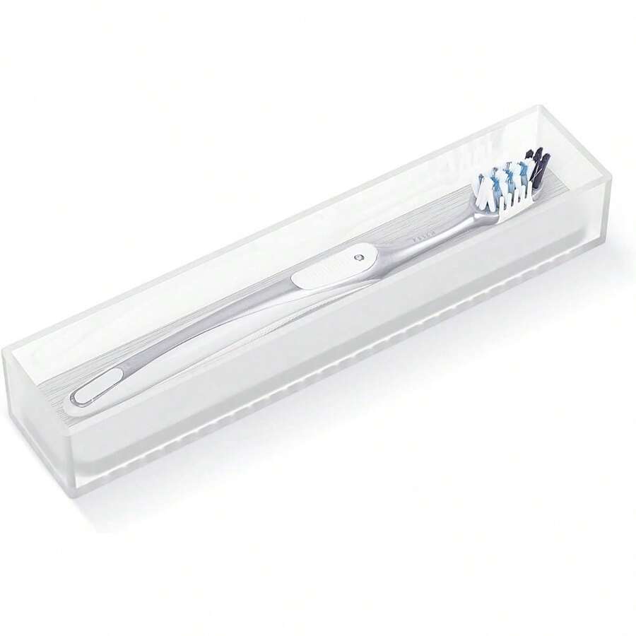 Linkidea Acrylic Toothbrush Holder With Drainage Hole, Bathroom Drawer Organizer With Drying Diatomite Stone, Compatible With Toothbrush - 透明的 - 查看 1