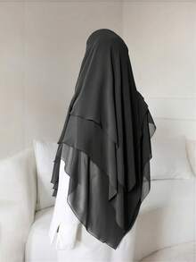1 chiếc Khimar Chiffon mềm mại, nhẹ nhàng | Chất liệu Chiffon mịn màng, nhẹ nhàng, che phủ tốt, thoải mái và thanh lịch khi mặc hàng ngày, đi chơi và cầu nguyện - màu đen - Xem 4