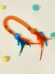 PETSIN Novo Brinquedo de Gato Elástico de Tela com Bola de Gato, Pena, Sino - Brinquedo de Estimação Mastigável e Interativo - Multicolorido - Visão 8