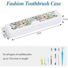 Toothbrush Travel Case - Pattern, Holder And Covers For Toothbrushes, Includes Tongue Scraper Case - 白花 - 查看 2