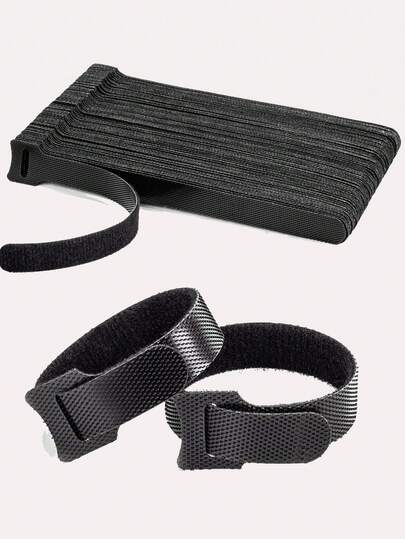 10 piezas de lazos reutilizables con gancho y bucle, organizadores de cables ajustables negros, lazos de gestión de cables multiusos con gancho y bucle para organizar el hogar, la oficina y el centro de datos