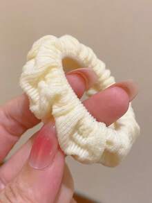 5pcs Solid Color Casual Polyester Thickened High Elastic Hair Scrunchies, Seamless Ponytail Holders, Hair Accessories, Suitable For All Seasons - Multicolor - View 5