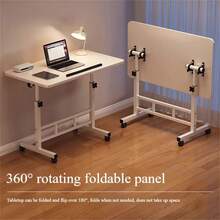 Standing Desk Adjustable Height Mobile Stand Up Desk Overbed Laptop Table With Wheels, Roller Bedside Desks For Work, Dining, Relaxing, White - White - View 5