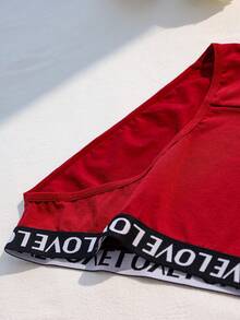 Paquete de 6 bragas casuales y cómodas con cintura con estampado de letras para mujer de talla grande - Multicolor - Ver 5