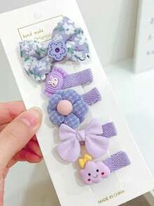 5 Stück/Set süße Mori-Stil Haarspangen Set für Mädchen, hochwertige stoffbezogene, nicht-schädigende Haarklammern geeignet für den täglichen Gebrauch und Ausflüge