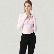 Women's Long Sleeve Full Zip Athletic Jacket With Thumbholes And Fitted Silhouette - Hồng - Xem 4