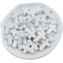 50Pcs Fashion Spring Cream Color Cross Shape Beads DIY Jewelry Accessories For Necklace Bracelet Making - 白色 - 查看 5