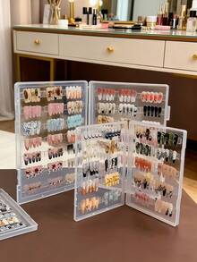 1件大容量美甲可穿戴指甲收纳盒透明指甲油展示相册防尘收纳盒美甲样品展示盒多尺寸加厚PP材质收纳盒