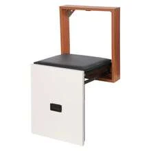 Shoe Changing Chair, Modern Folding Wall-Mounted Folding Chair, 7.5 Cm Ultra-Thin Folding Chair, Suitable For The Entrance, Bedroom, Bathroom, Hallway, Living Room - 白色和原木色 - 查看 9